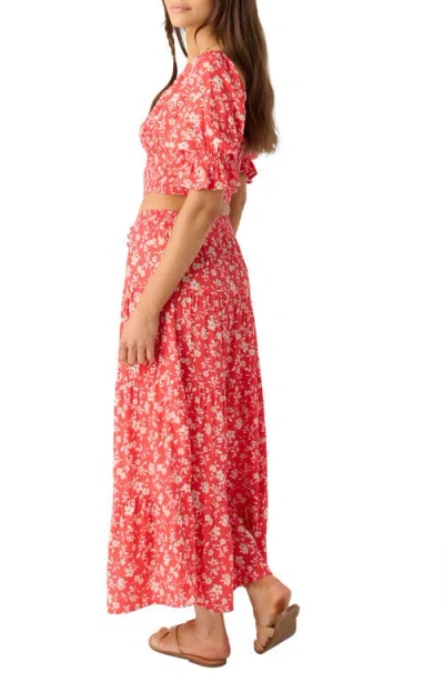 O'neill Juniors' Luciana Printed Smocked-waist Tiered Skirt In Pink