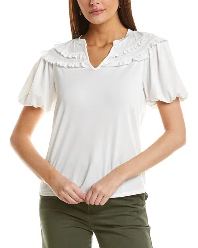 Cece Ruffle Blouse In White
