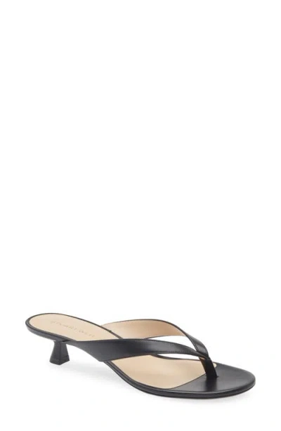 Stuart Weitzman Rio Leather Kitten-heel Thong Sandals