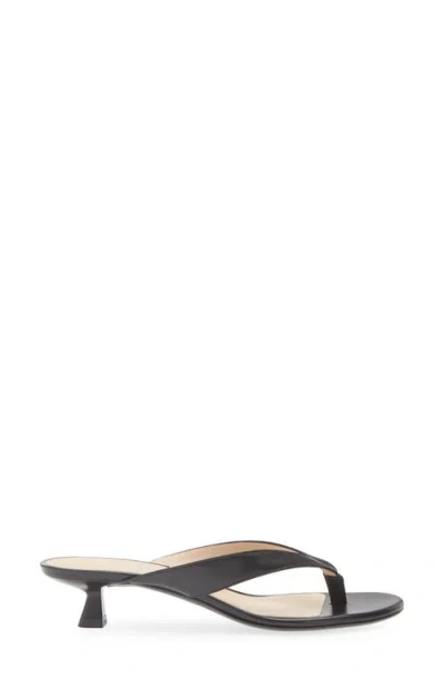 Stuart Weitzman Rio Leather Kitten-heel Thong Sandals