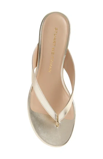 Stuart Weitzman Rio Metallic Kitten-heel Thong Sandals