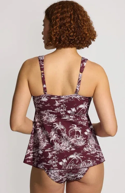 Lands' End D-cup Flutter Scoop Neck Tankini Top Comfort Adjustable Straps In Multi