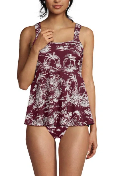 Lands' End D-cup Flutter Scoop Neck Tankini Top Comfort Adjustable Straps In Multi