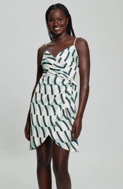 Guess Solona Faux Wrap Minidress In Multi