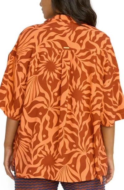Billabong Beach Side Printed Shirt In Orange Squeeze In Brown