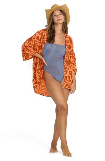 Billabong Beach Side Printed Shirt In Orange Squeeze In Brown