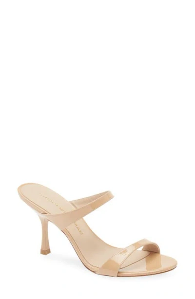 Stuart Weitzman Nudist Metallic Leather Slide Sandals In Gold