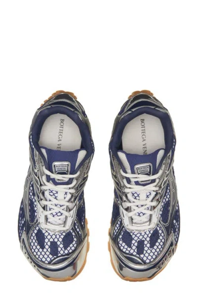 Bottega Veneta Orbit Sneakers With Contrast Stitching And Mesh In Blue