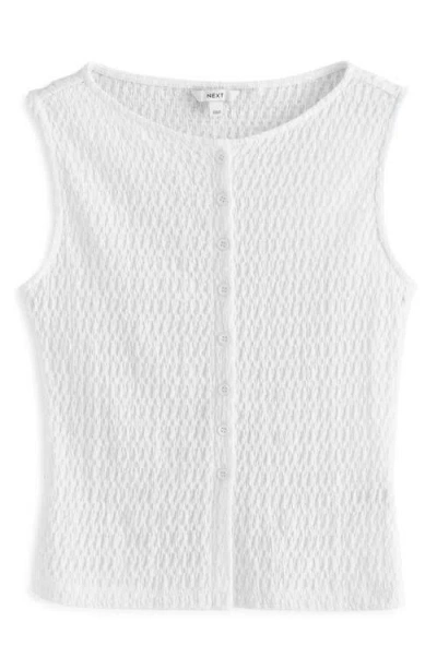 Next Textured Sleeveless Button-front Top In White