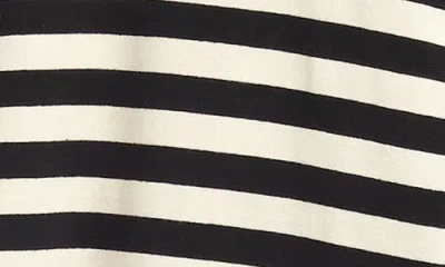 Karen Kane Stripe Flutter Sleeve Stretch Cotton Top In Black