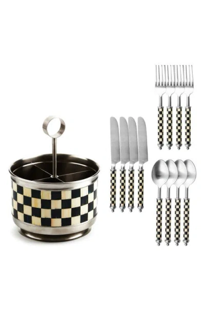 Mackenzie-childs Mackenzie Childs Courtly Check Supper Club Flatware & Caddy Set
