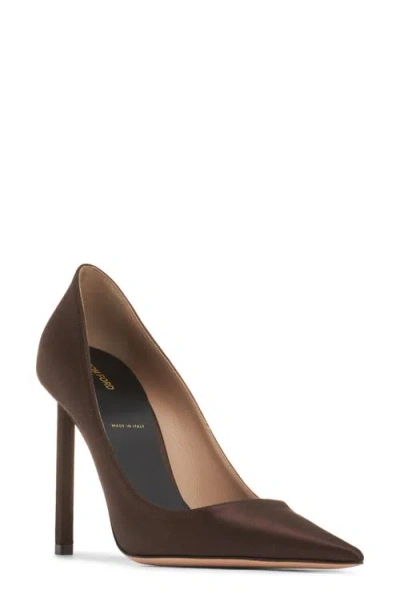 Tom Ford 85mm Betty Satin Pointed-toe Pumps In Brown
