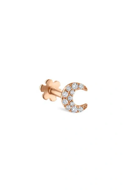 Maria Tash Diamond Moon Threaded Stud Earring In Gold