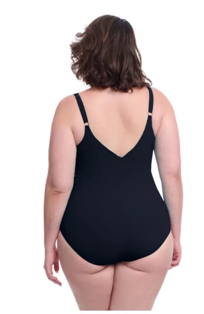 Profile By Gottex Tutti Frutti Plus Size Ruffle Surplice One Piece In Black