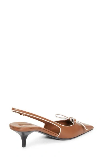 Miu Miu Bow Slingback Kitten Heel Pump In Brown