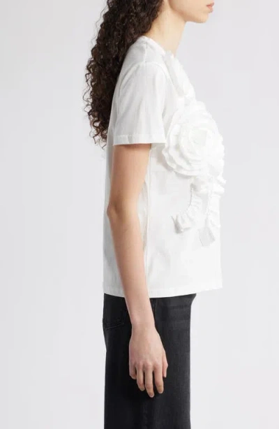 Nikki Lund Peony Floral Appliqué Top In White