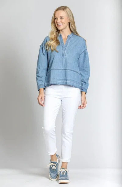 Apny Release Hem Pullover Top In Purple