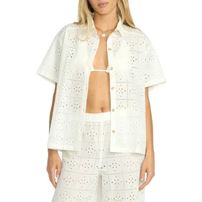 Billabong Eyelet Crush Beach Coverup Top In Stencil In Neutral