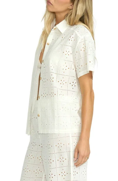 Billabong Eyelet Crush Beach Coverup Top In Stencil In Neutral
