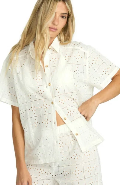 Billabong Eyelet Crush Beach Coverup Top In Stencil In Neutral
