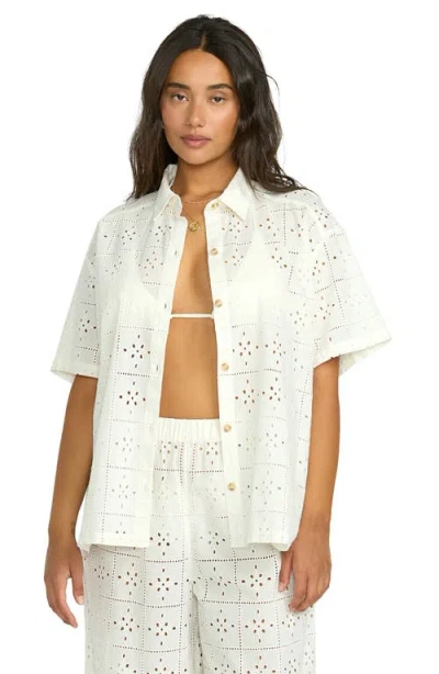 Billabong Eyelet Crush Beach Coverup Top In Stencil In Neutral
