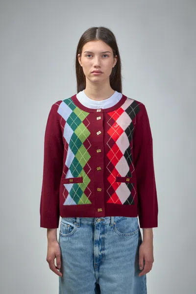 Ganni Cashmere Wool Mix Cardigan In Brown