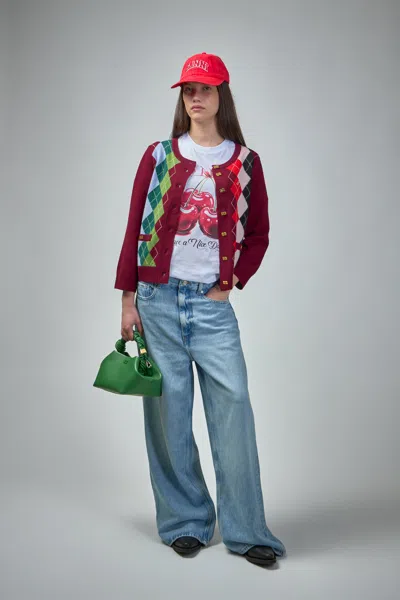 Ganni Cashmere Wool Mix Cardigan In Brown