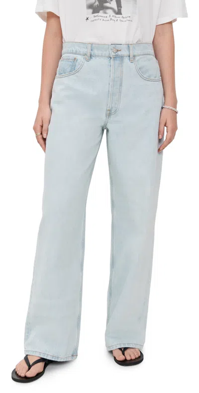 Anine Bing Womens Ultra Bleached Manon Wide-leg Denim Jeans In Blue