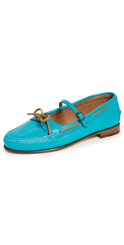 Hereu Lorea Supple Shiny Flats Turquoise