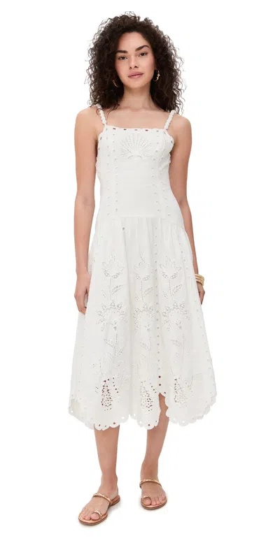 Farm Rio Womens Richilieu Embroidered Linen-blend Midi Dress Off-white Xs