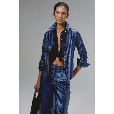 Lanhtropy San Marino Metallic Linen Top In Blue