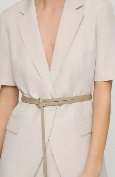 Lafayette 148 Silk Linen Belted Short Sleeve Fitted Jacket In Pearl