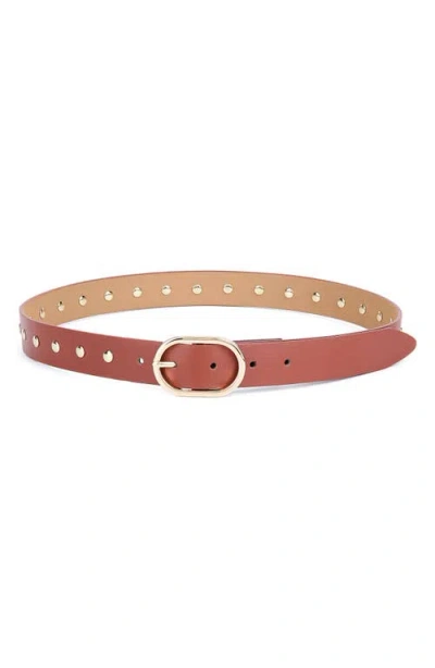Ettika Stud Leather Belt In Brown