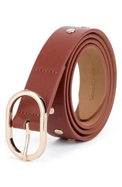 Ettika Stud Leather Belt In Brown