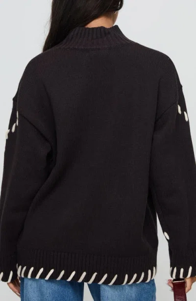 Princess Polly Leizure Whipstitch Trim Turtleneck Sweater