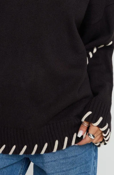 Princess Polly Leizure Whipstitch Trim Turtleneck Sweater