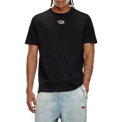 Diesel Just' Black Crewneck T-shirt With Logo Detail In Cotton