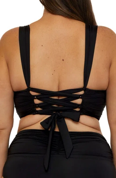 Becca Etc . Colorcode Shirred Bikini Top In Black