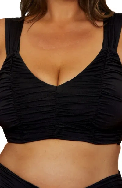 Becca Etc . Colorcode Shirred Bikini Top In Black