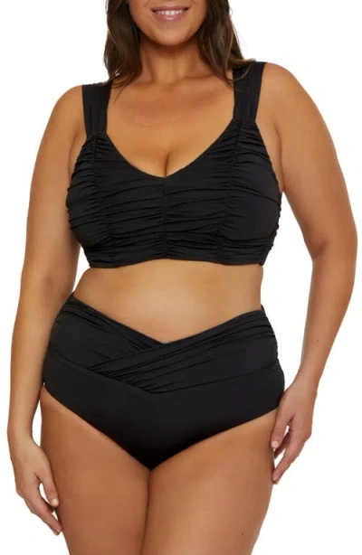 Becca Etc . Colorcode Shirred Bikini Top In Black