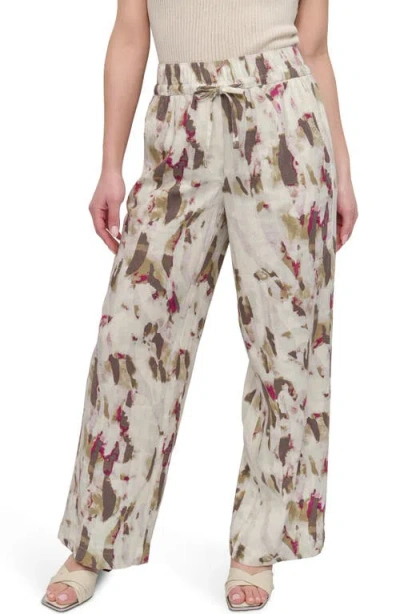 Dkny Print Linen Blend Drawstring Pants In Multi