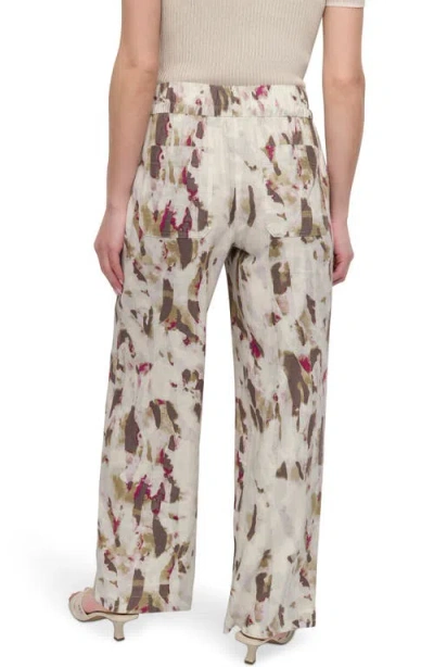 Dkny Print Linen Blend Drawstring Pants In Multi