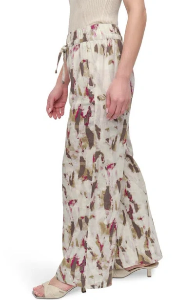 Dkny Print Linen Blend Drawstring Pants In Multi