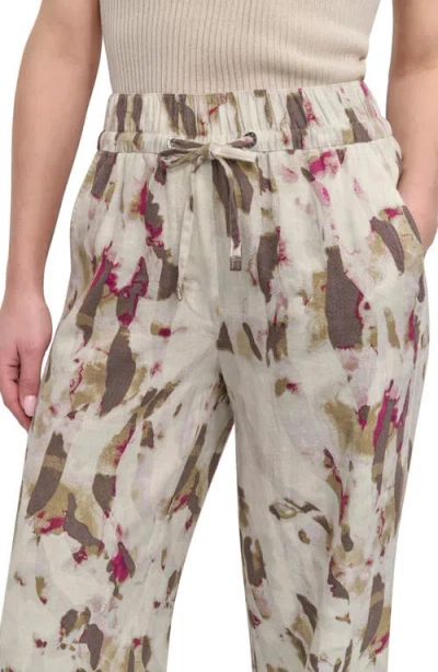 Dkny Print Linen Blend Drawstring Pants In Multi