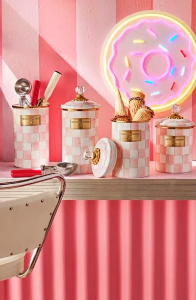 Mackenzie-childs Mackenzie Childs Rosy Check Enameled Steel Small Canister