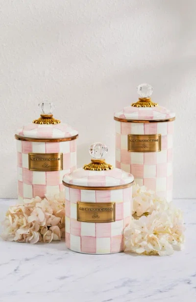 Mackenzie-childs Mackenzie Childs Rosy Check Enameled Steel Small Canister