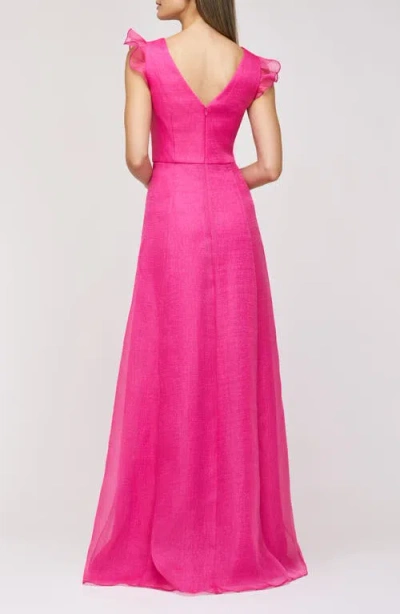 Js Collections Women's Cascading-ruffle Flutter-sleeve Gown In Pink