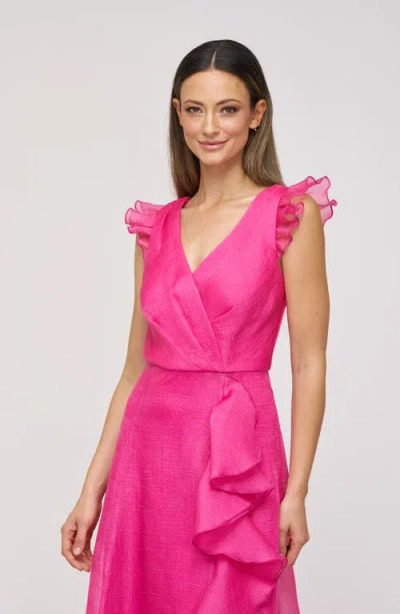 Js Collections Women's Cascading-ruffle Flutter-sleeve Gown In Pink