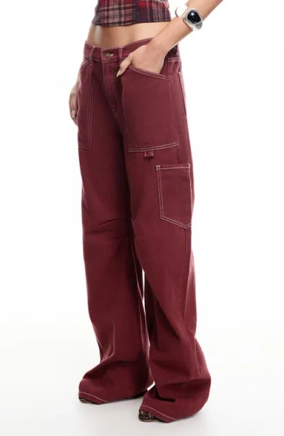 Lioness Miami Lowrise Pocket Detail Wide Leg Jeans