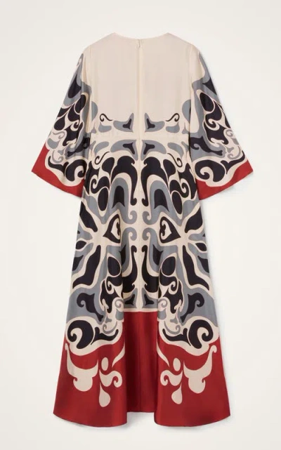 La Doublej La Double J Silk Midi Dress With Abstract Pattern In Multi